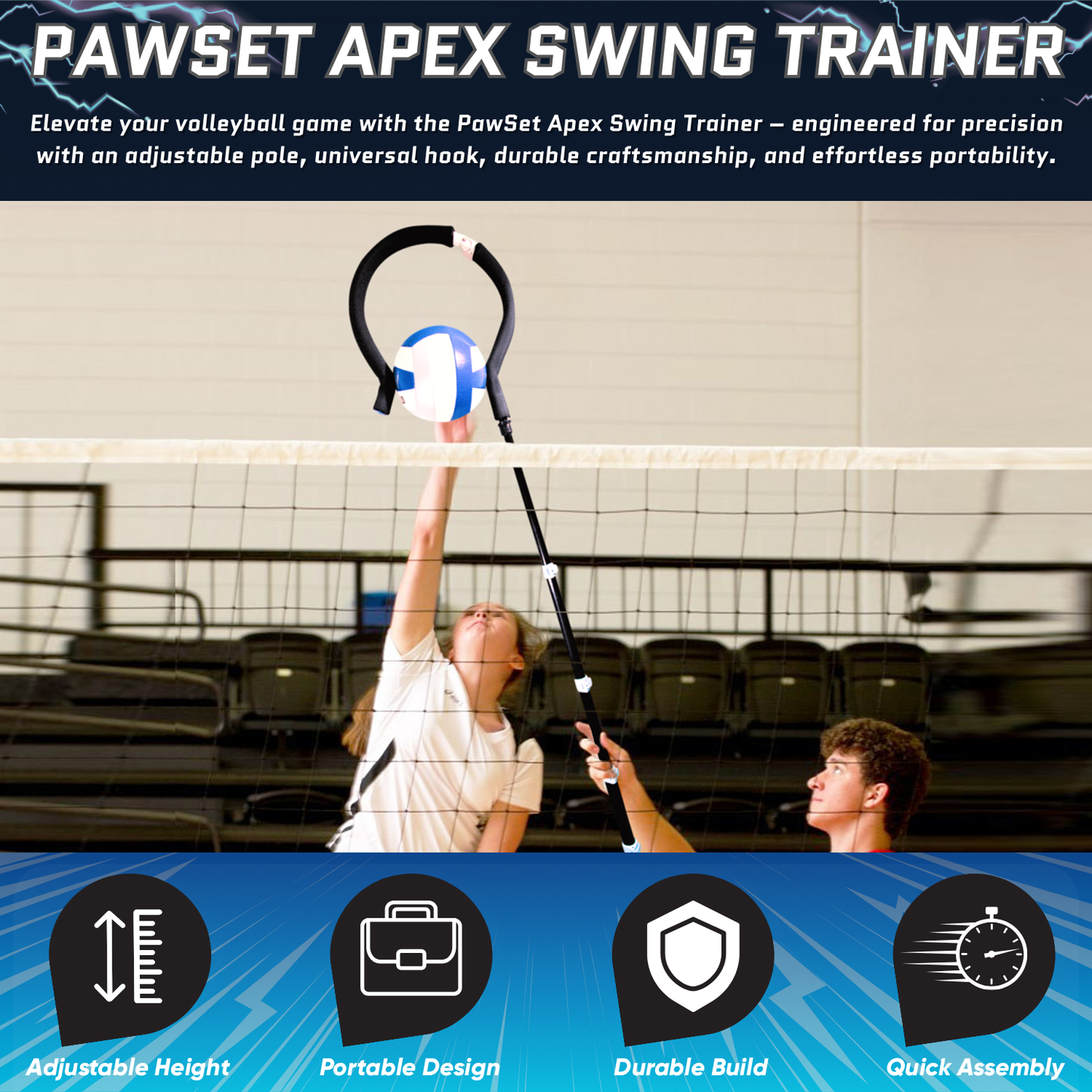 VoltSpike Pro 1.0 - Professional Volleyball Spike Trainer | Advanced Volleyball Training Equipment for Improved Attack Power